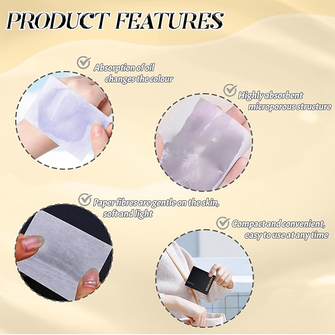 BOROLA Oil Blotting Paper for Face 200 Sheets Replacement Packs, Soft Absorbing Pads for Face Shine Control, Portable Oil Absorbing Tissues for Oily Skin, Design for Men & Women(Black)