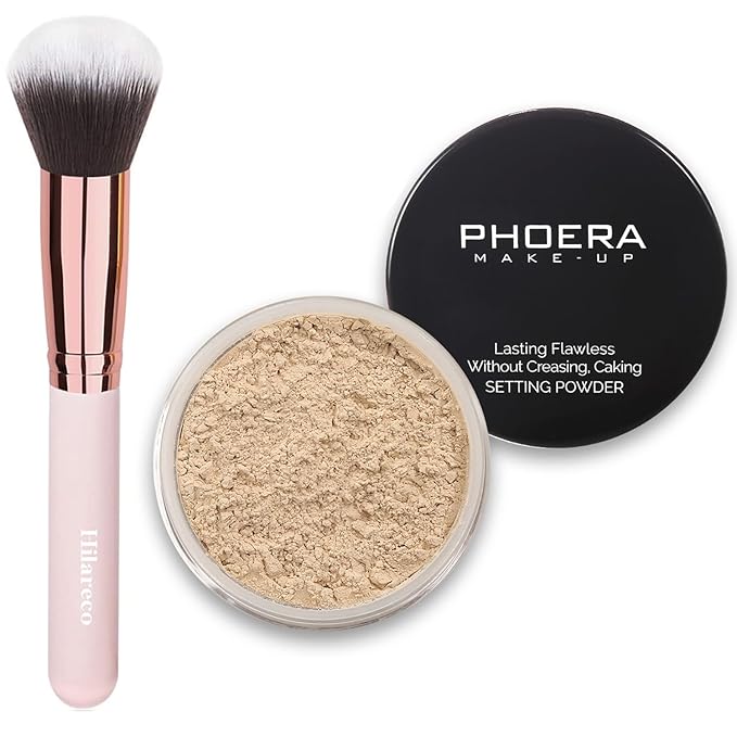 PHOERA Foundation Face Powder, Soft Focus Setting Powder, Silky Powder For Creating Without Shine, Smooths Pores & Lines, Up to 24H Wear Oil Control,0.49 Oz (N.02 Cool Beige)
