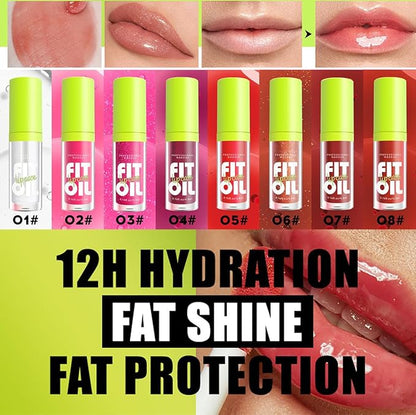 8 Colors Lip Oil Lip Glaze, Big Brush Head Hydrating Lip Glow Oil, Transparent Toot Tinted Nourishing Long Lasting Repairing Lightening Lip Lines (Set A+ Set B)