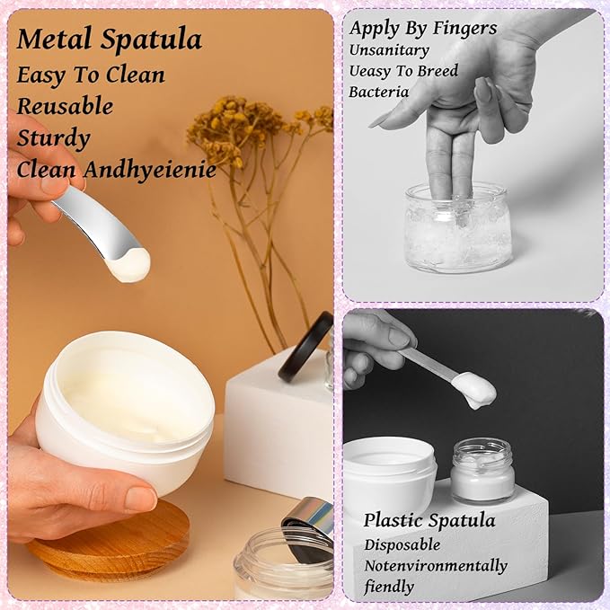 4 Pcs Cosmetic Spatula Mini Makeup Spatulas for Skincare, Reusable Cosmetic Cream Spatulas Spoon, Skincare Scoop Applicator Facial Massage Beauty Tools for Mixing and Sampling Face Eye Cream