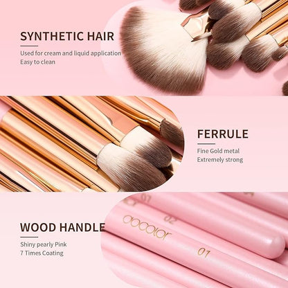 Docolor 15Pcs Eye Makeup Brushes Set + 48 Colors BOOM Eeyshadow Palette Pigmented Matte Shimmer Metallic Blendable Soft Cream Powder Makeup Eye Shadow Palettes
