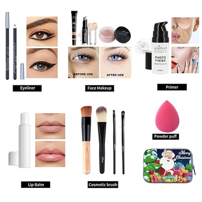 All in One Makeup Kit for Women Full Kit, Valentine's Day Gifts for Women Girls, Essential Bundle With Eyeshadow Palette, Brush, Lipstick, Blush, Foundation, Concealer, Mascara, Eyebrow Pencil