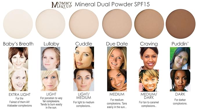 Mineral Dual Powder - 4-in-1 Pressed Mineral Foundation with SPF 15 for Flawless Glow - Oil-Free, Talc-Free, Gluten-Free, 0.45 oz (Puddin' - Dark) by Mommy Makeup