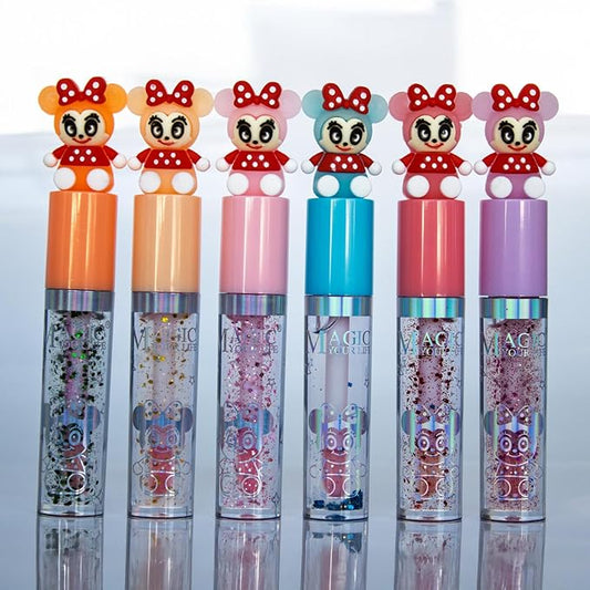 48 Bundle Mini Mouse Red Bow Magic Mood Color Changing Lip Gloss & Lip Stain Set of 6, Kid Friendly, Non-Toxic Long Lasting, Non-Sticky Gifts For Women, Girls, Teens Novelty Party