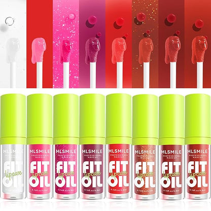 4 Colors Lip Oil Lip Glaze Set, Tinted Gloss Lip Gloss Oil, Plumping Moisturizing and Nourishing Lips, Long Lasting Fresh and Smooth Lip Care Set - B#