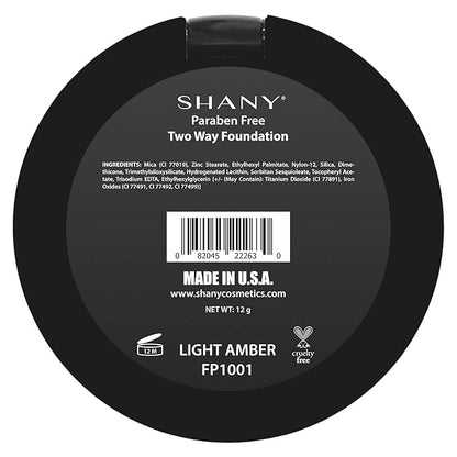 SHANY Two Way Foundation, Oil - Free, Talc Free, Wet/Dry - LIGHT AMBER