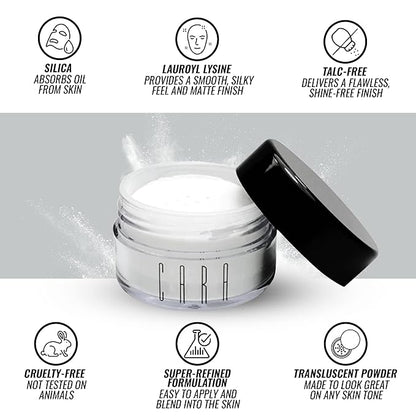 CARA Cosmetics High Definition Loose Powder - Translucent Loose Setting Powder For Make Up, Finishing Powder, Face Powder, Talc-Free Powder Makeup, Radiant Face Powder With Shine Free Finish (White)