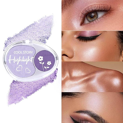 COOL STORY Face High Lighters Makeup Glitter Illuminator Pressed Powder Luminizers Eyeshadow Palette Powder for Face Body Cheek Skin 3#