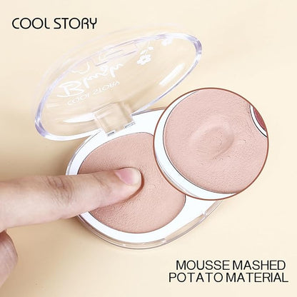 Dual-Tone Face Blush Palette for Cheeks - Waterproof, Long-Lasting, Satin Finish, Creamy Texture, Sculpting, All Skin Tones, Squalane, Highlighting, for Home, Travel, Makeup 2 Tone Tint 7#