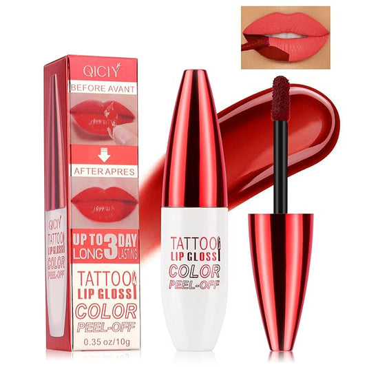 Lip Stain Peel Off, Lip Tint, Peel Off Lip Stain, Peel Off Lip Liner, Peel Off Lip Liner Tattoo, Long Lasting, Waterproof, Transfer-Proof, Highly Pigmented Color #02Nude Red