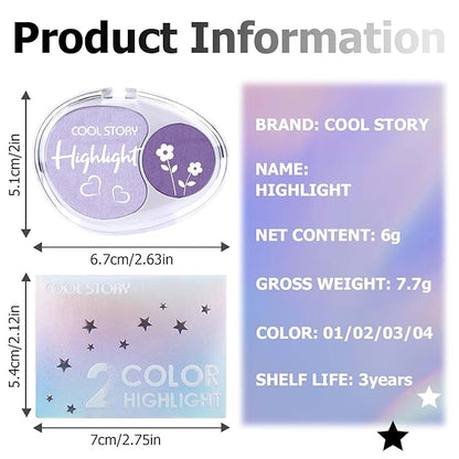 COOL STORY Face High Lighters Makeup Glitter Illuminator Pressed Powder Luminizers Eyeshadow Palette Powder for Face Body Cheek Skin 3#