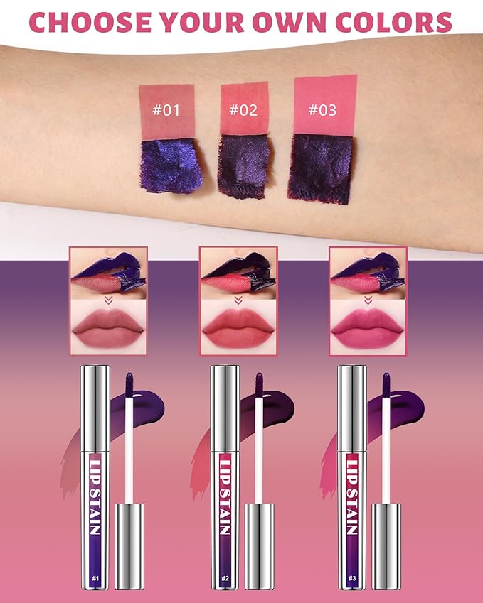 Peel Off Lip Stain Tattoo, Long Lasting Lip Liner Stain Peel Off Matte Nude Lipgloss Hot Pink Lipstick, Waterproof Smudge Proof High Pigmented Color Peel Off Lipstain Tint Women Lip Makeup Gift-03