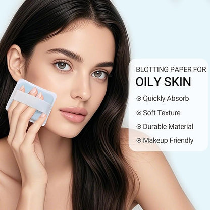 Erinde Upgrade Oil Control Film with Mirror and Puff, 150 Sheets Oil Blotting Paper for Oily Skin,Face Oil Absorbing Sheets, Absorb Excess Oil, Makeup Friendly