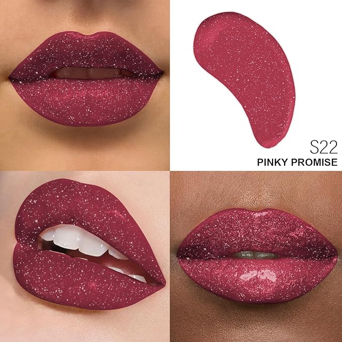 Shimmer Lip Gloss - Non-Sticky Girls Gloss - Long Lasting High Shine - 0.7 FL Oz Gloss for Girls & Women - Cruelty Free - (Pinky Promise: S22)