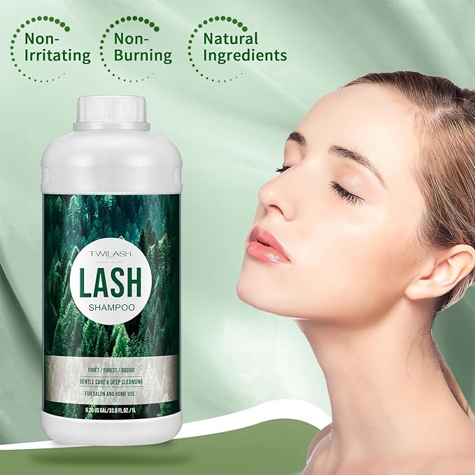 Lash Shampoo, Eyelash Cleanser for Extensions, 33.6 Fl Oz, Safe Makeup Remover, Non-irritating or Burning Formula, Eyelid Foaming Cleanser for Professional Salon and Home Use
