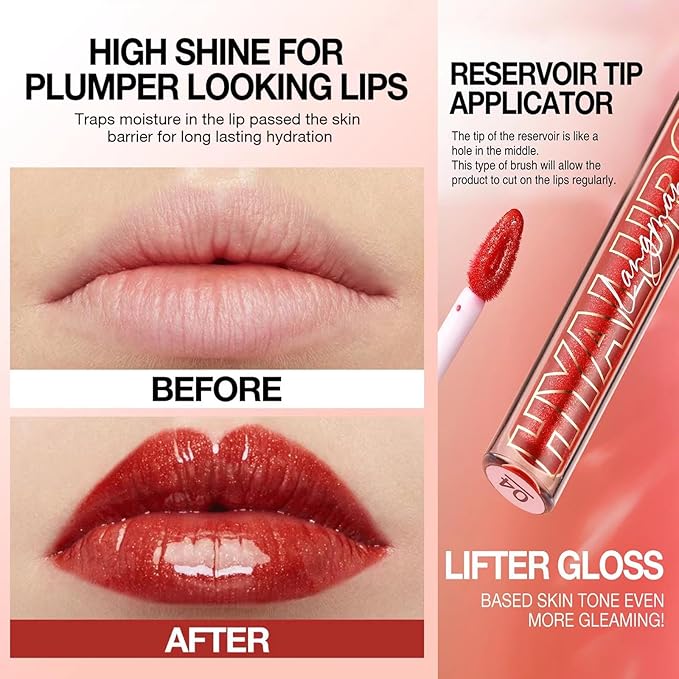 Purple Lip Gloss Lip Plumper Gloss Tinted Glitter Lipgloss Lip Oil Teens Moisturizing Lipstick Lip Balm High Shine And Vegan Plumping Lip Gloss For Women Girls Long-Lasting Dry Lip Care (07)