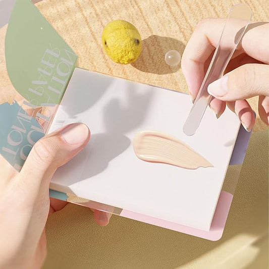 2pcs Liquid Palette Paper Disposable Makeup Coloring Paper with Mixing Stick Makeup Lipstick Mixing Paper, Makeup Palette Mixing Tray Apply for Eye Shadow Lipsticks