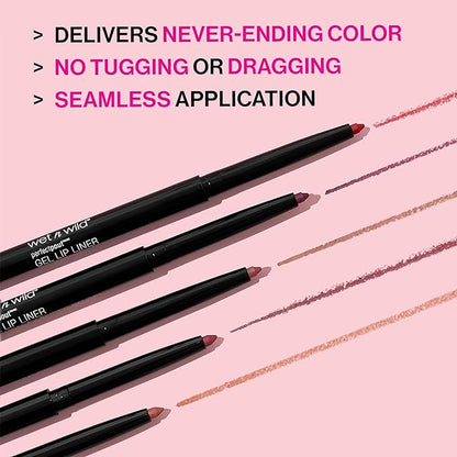 wet n wild Perfect Pout Matte Retractable Gel Lip Liner Pencil, Rich Creamy Long Lasting Color, Well-Defined and Flawless Application, Vegan & Cruelty-Free - Red Bare To Comment