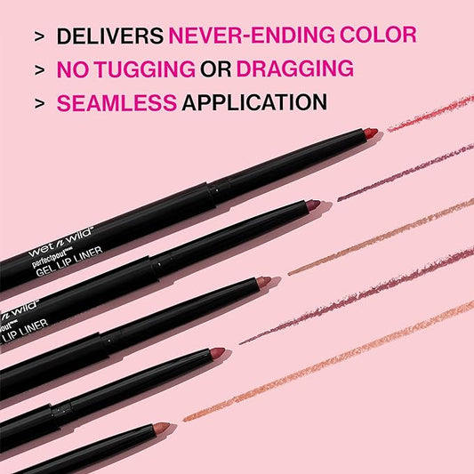 wet n wild Perfect Pout Matte Retractable Gel Lip Liner Pencil, Rich Creamy Long Lasting Color, Well-Defined and Flawless Application, Vegan & Cruelty-Free - Red Bare To Comment