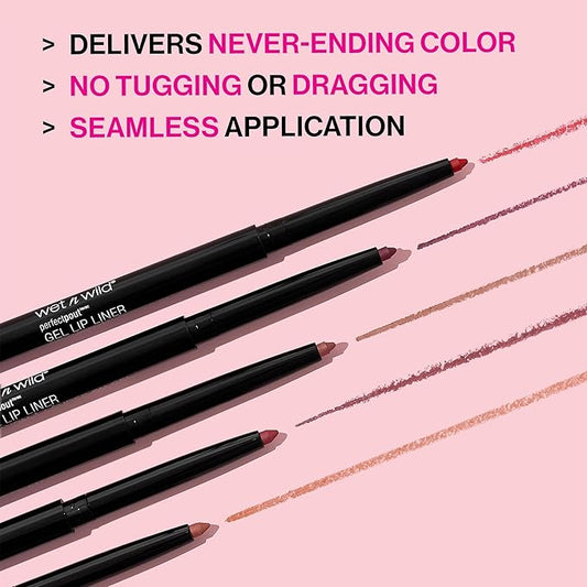 wet n wild Perfect Pout Matte Retractable Gel Lip Liner Pencil, Rich Creamy Long Lasting Color, Well-Defined and Flawless Application, Vegan & Cruelty-Free - Red The Scene