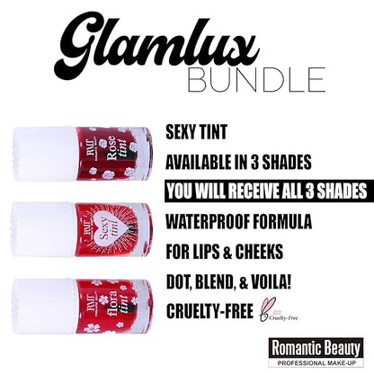 Beauty Bundle Lip & Cheek Tint Stain Set, Long Lasting Waterproof, Lightweight, Non-Sticky, Transfer-Proof, Matte Finish Lip Tint 3 Different Shades Lasts All Day