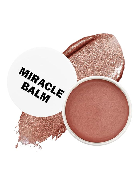 Miracle Glow Balm - Hydrating Tinted Cream Blush, Multi-Use Glow Face Balm Makeup for Cheek & Eye & Lip Tint, Creamy Lightweight Blendable Shimmer Blusher, Radiant Skin Finish, 03# Sheer Pink