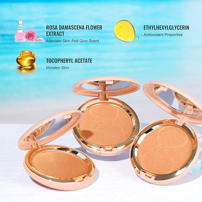 Oulac Shimmer Bronzer Powder Face Makeup with Mirror - Natural SunKissed Bronzer Look,Highly Pigmented Cream Bronzer, Long Lasting Glow, Easy to Blend, Vegan & Cruelty-Free B02