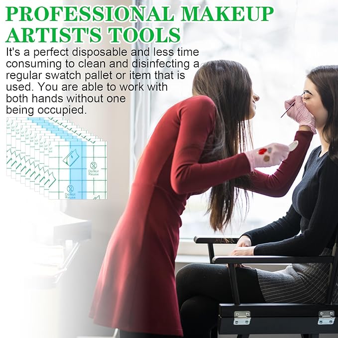 100 Pieces Makeup Hand Palette Single Use Makeup Mixing Palette Disposable Professional Foundation Mixing Tray Adhesive Artist Must Haves Waterproof Makeup Tape for Women Girl Cosmetic