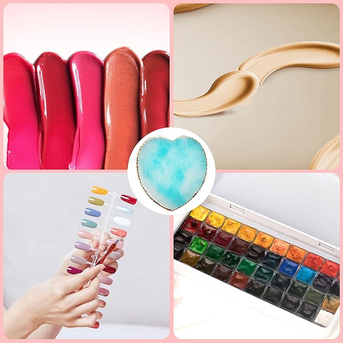 Resin Nail Art Palette Nail Polish Palette with Spatula Nail Pallet for Nail Art Nail Polish Mixing Plate (Blue)