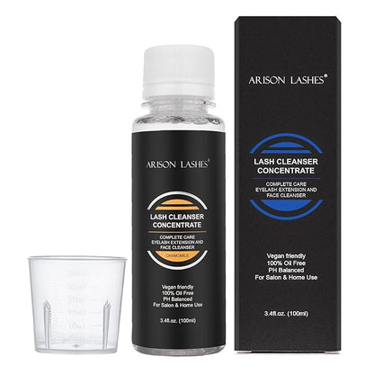 Eyelash Foaming Cleanser Concentrate - 100ml Non-Irritating Lash Extensions Shampoo for DIY Care - Makes 20 Bottles of 60ml Chamomile Lash Cleansers