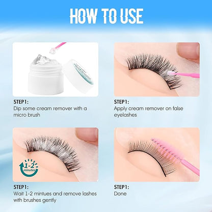 GEMERRY Eyelash Extension Remover 10g Cream Remover Lash Extension Remover Mild Formula Eyelash Glue Remover for Sensitive Eye Fast Disslove Lash Remover for Lash Extensions(Tasteless)
