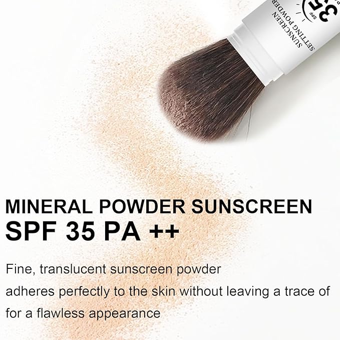 Mineral Sunscreen Setting Powder, SPF 35 Translucent Loose Powder for Face & Scalp, Mineral Brush Powder, Oil Control Natural Matte Finish, Lasting Lightweight Breathable (#01 Translucent)
