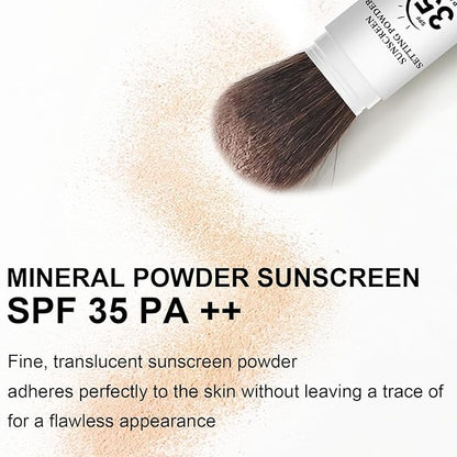 Mineral Sunscreen Setting Powder, SPF 35 Translucent Loose Powder for Face & Scalp, Mineral Brush Powder, Oil Control Natural Matte Finish, Lasting Lightweight Breathable (#01 Translucent)