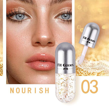 3 Color Scrub Oil Hydrating Tinted Plump Gloss Transparent Toot, Shine Glow Oil, Nourishing Repairing Lightening Lip Lines Care- 04