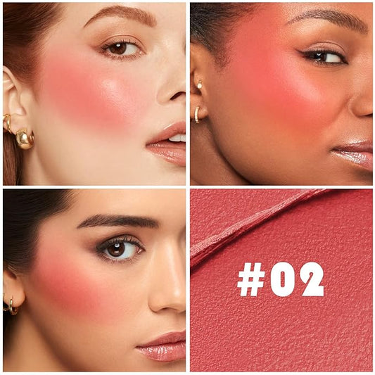 Matte Cream Blush Stick for Cheeks,Blendable Color,Long Lasting Blusher,Highly Pigmented,Non-Greasy，Multi-Stick