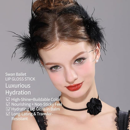 Flower Knows Swan Ballet Shine Lipstick,Hydrating Solid Lip Gloss,Moisturizing Red Tinted Lip Balm-Long Lasting Lip Gloss in Balm for Girls&Women,Vegan & Cruelty-Free(B08 Dancing Shoes)