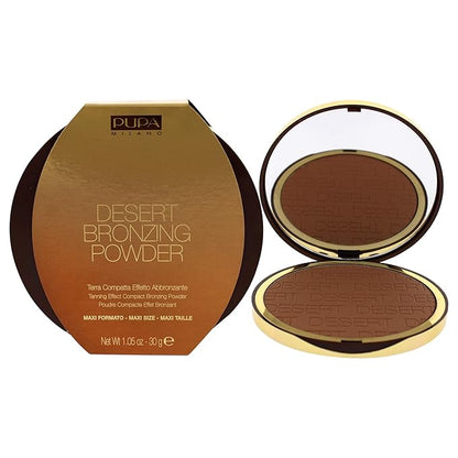 PUPA Milano Desert Bronzing Powder - Add Warmth, Sculpt And Contour - Deep Color For Natural Radiance And Glow - Silky Soft Bronzer Formula - Pressed Compact Face Makeup - 006 Cocoa Matt - 1.05 Oz