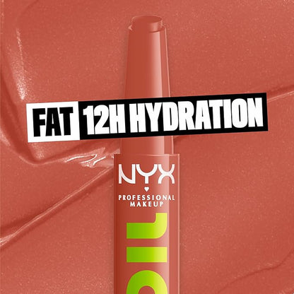 NYX PROFESSIONAL MAKEUP Fat Oil Slick Click, Lightweight, Buildable Pigmented Vegan Lip Balm - Verified (Nude)