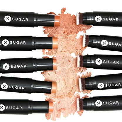 SUGAR Cosmetics Ace Of Face Foundation Stick with Inbuilt Brush - 60 Lungo (Medium Deep, Golden Undertone), 12 gm Full Coverage Waterproof Matte Finish