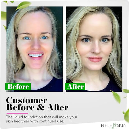 Fifth & Skin: Better’n Ur Skin Liquid Foundation (PORCELAIN) - Natural, Organic, Vegan, Cruelty-Free - Gluten-Free Beauty with Buildable Coverage and Palm-Free Luxury - 1 oz