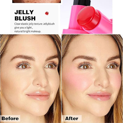 Cooling Water Jelly Tint Blush, Multi-Use Love Blush Tint Stick, Sheer Lip & Cheek Stain Makeup Stick, Moisturizing Buildable Bouncy Jelly Texture, Cruelty Free (04#, 0.32oz)
