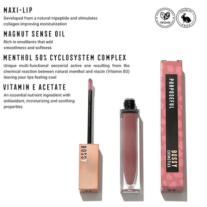 Vegan Lip Gloss for Soft Lips, Plumping Oil, Hydrating Non-Stick Lipgloss for Women, Provides Maximum Shine, Paraben and Cruelty Free (Purposeful - Light Lilac Color)