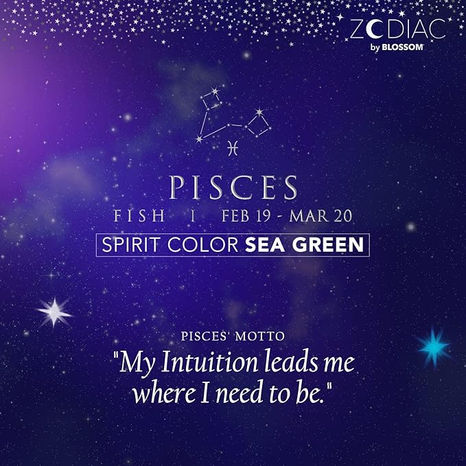 Blossom Lip Gloss Zodiac Sign Vanilla Scented Roll-On Lip Gloss, Moisturizing + Hydrating with Zodiac Crystals, Made in USA, 0.20oz, Pisces