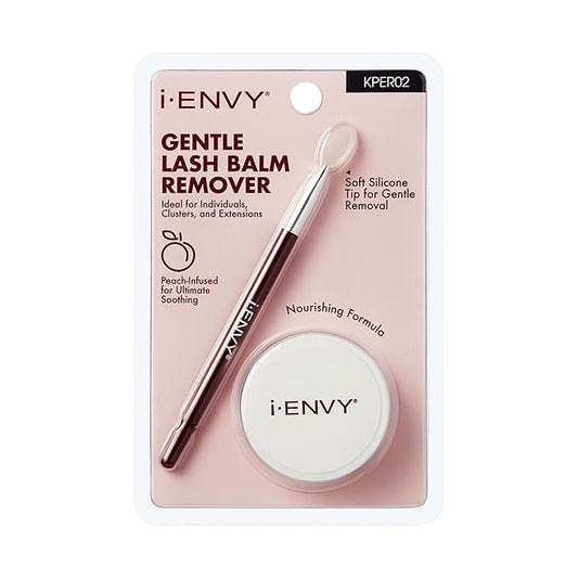 i-ENVY Lash Remover Balm, Eyelash Glue & Bond Cleanser for Fake Lash Clusters, Individuals & Extensions, Gentle Nourishing Peach-Infused Formula with Silicone Applicator, For Sensitive Skin & Eyes