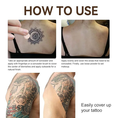 Tattoo Cover Up,Waterproof Invisible Concealer Body Leg Bruise Stretch Scar Dark Spots Vitiligo Skin Makeup Waterproof,Professional Long Lasting Tattoo Cover Up Suitable for Men and Women,2 Pcs Color