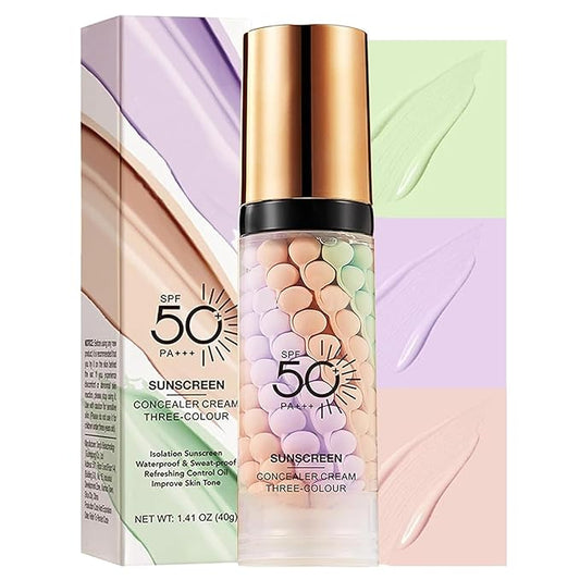 One Step Color Corrector, 3 In 1 Primer for Face Before Makeup, SPF 50 Face Sunscreen Isolation Cream, Moisturizing and Oil Control Daily Makeup Primer for Dark Circles Even Skin Tone