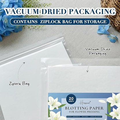 20 Sheets A4 Size Blotting Paper for Flower Press, Large Blotter Paper for Flower Press, Herbarium Paper Craft, Flower Press Paper, Working with Flower Pressing Kit for Adults (20), 20 white