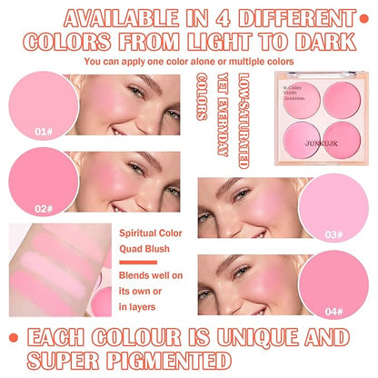 Shimmer Silky Matte Blush Powder Palette, Professional Cute Face Contour Highlighter with Blush Makeup Brush 01