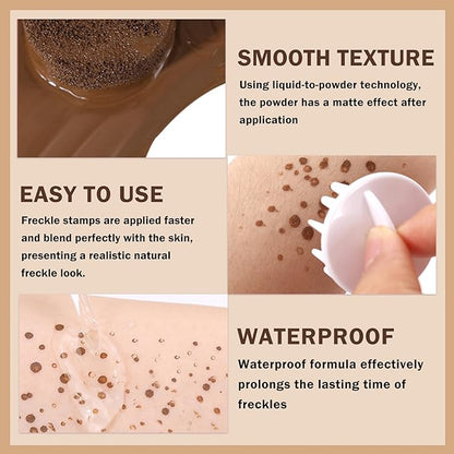 Freckle Pen Fake Freckle Stamp Natural-Looking Quick Dry Cover Blemishes Waterproof Long Lasting Faux Freckles Cushion for Trendy Wild Sunburn Nude Makeup #Saddle Brown