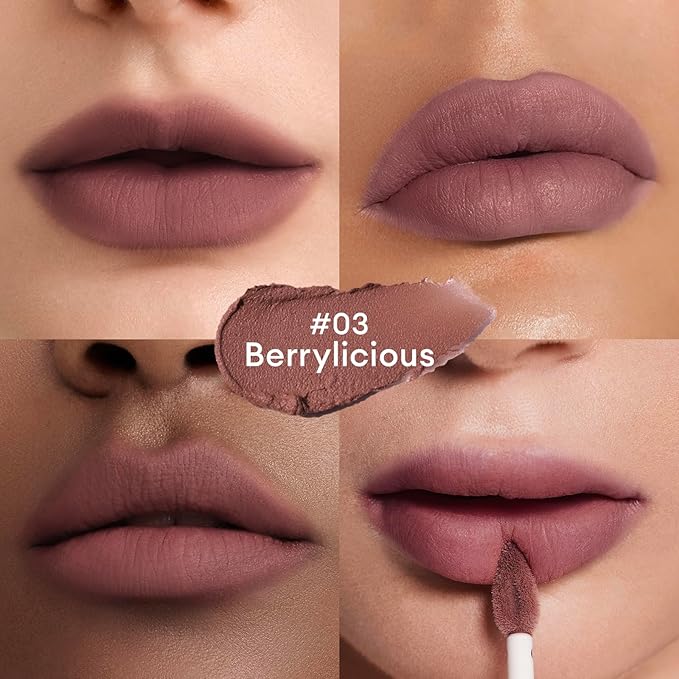 ITY Velvet Matte Finish Lip Stain-Mousse Textured Lip Clay, Nude Shade, Conceals Lip Lines, Rich Pigment Lip Tint Lipsticks, 0.14 oz (4g) in Berrylicious